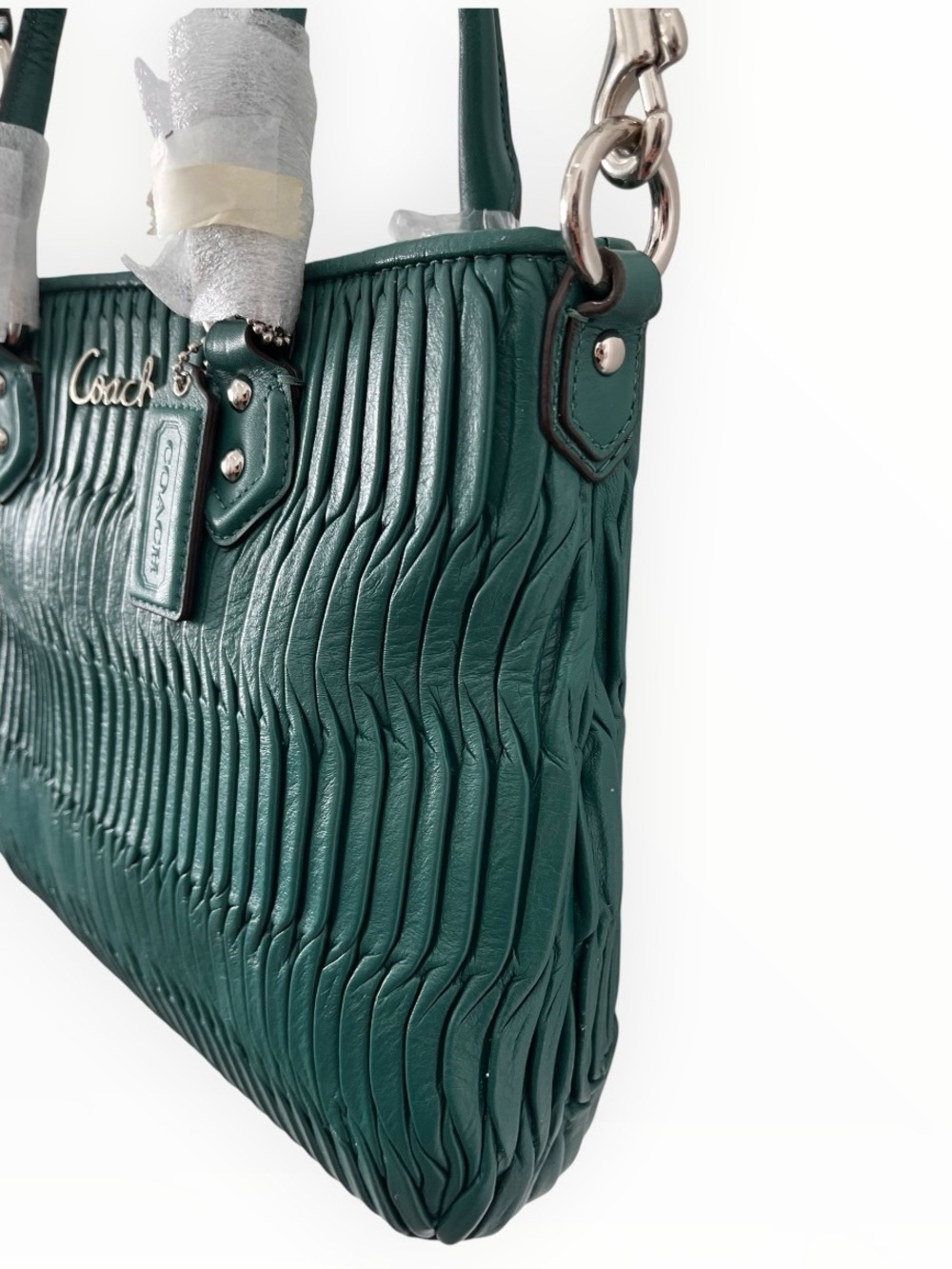 Coach Gathered Leather Ashley Aegean Green (Style #F23972) NWT - Picture 8 of 11
